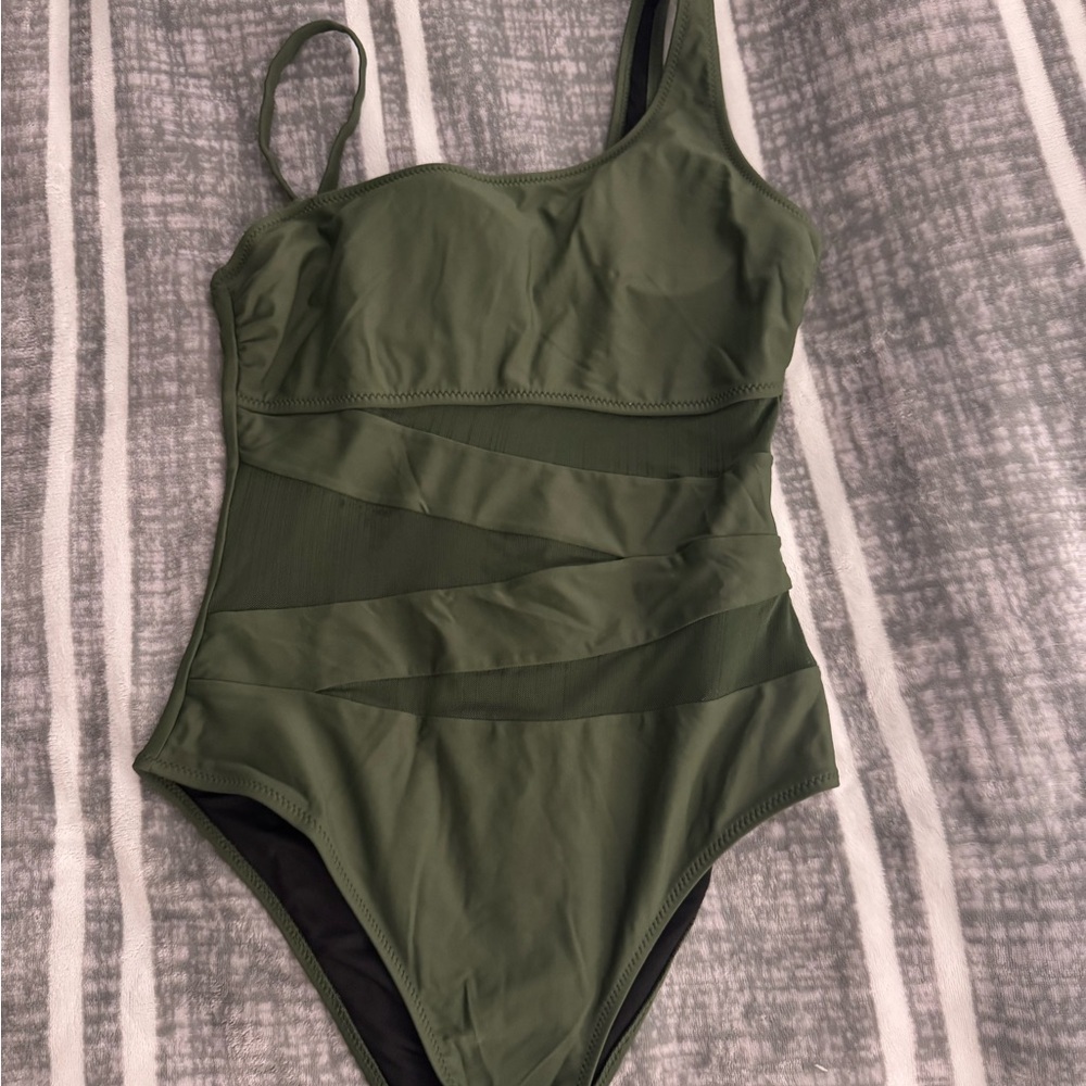 Olive Green One-Piece Swimsuit